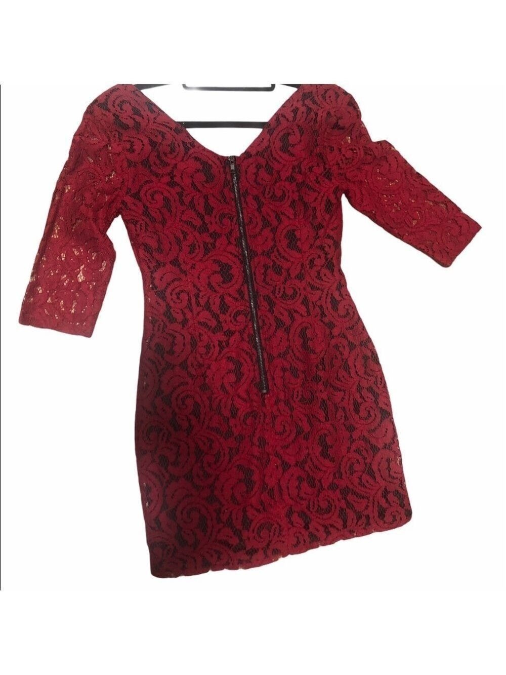DO & BE Lace 3/4 Sleeve Mini Dress